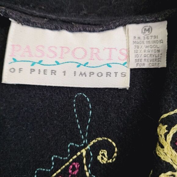Unique Vintage Wool Embroidered Jacket 90s PASSPORTS OF PIER 1 Indian Women's M - Picture 8 of 16